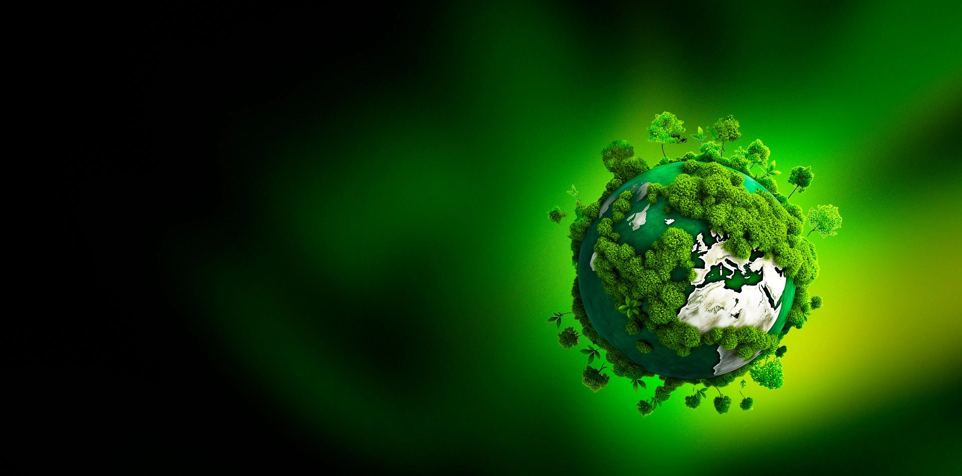 Planeta terra pequeno, com diversas �rvores.