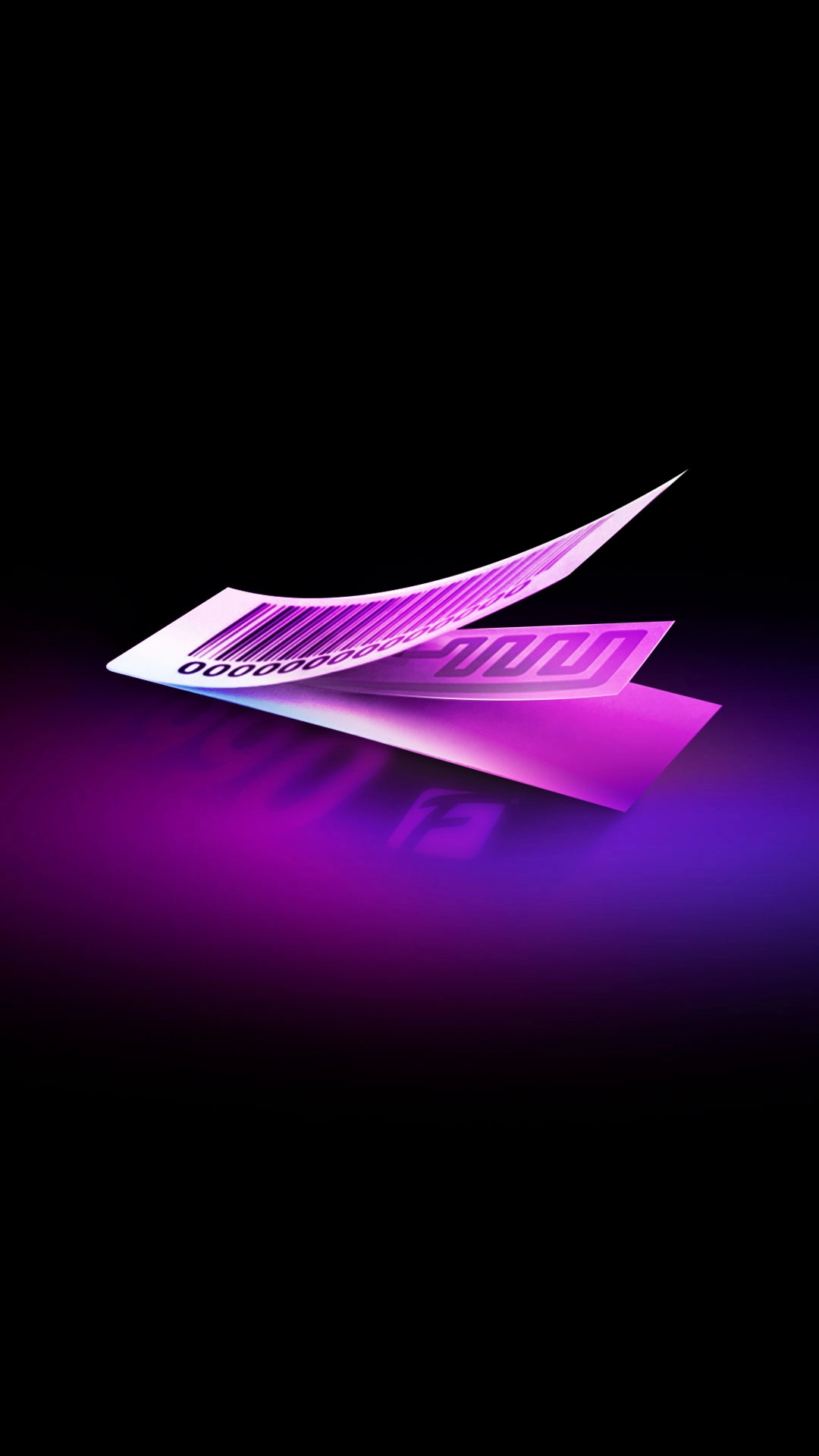 Tag com c�digo de barras flutuando como se estivesse sendo aberta.