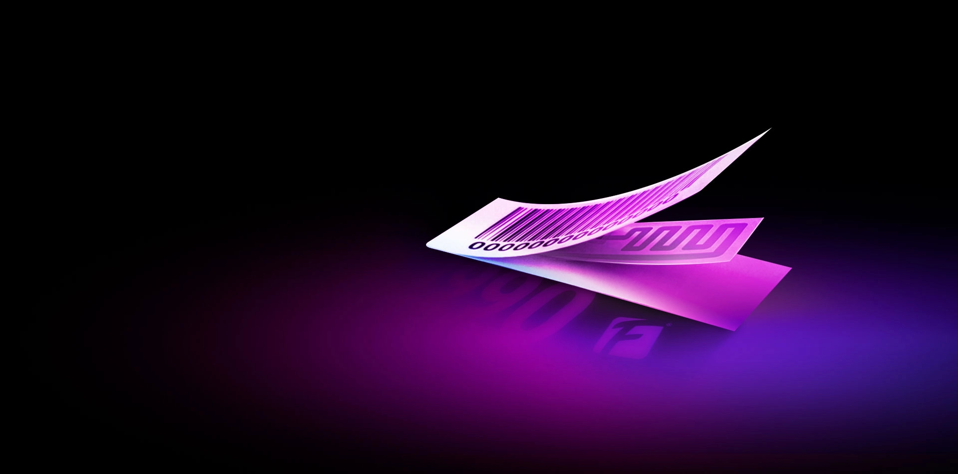 Tag com c�digo de barras flutuando como se estivesse sendo aberta.